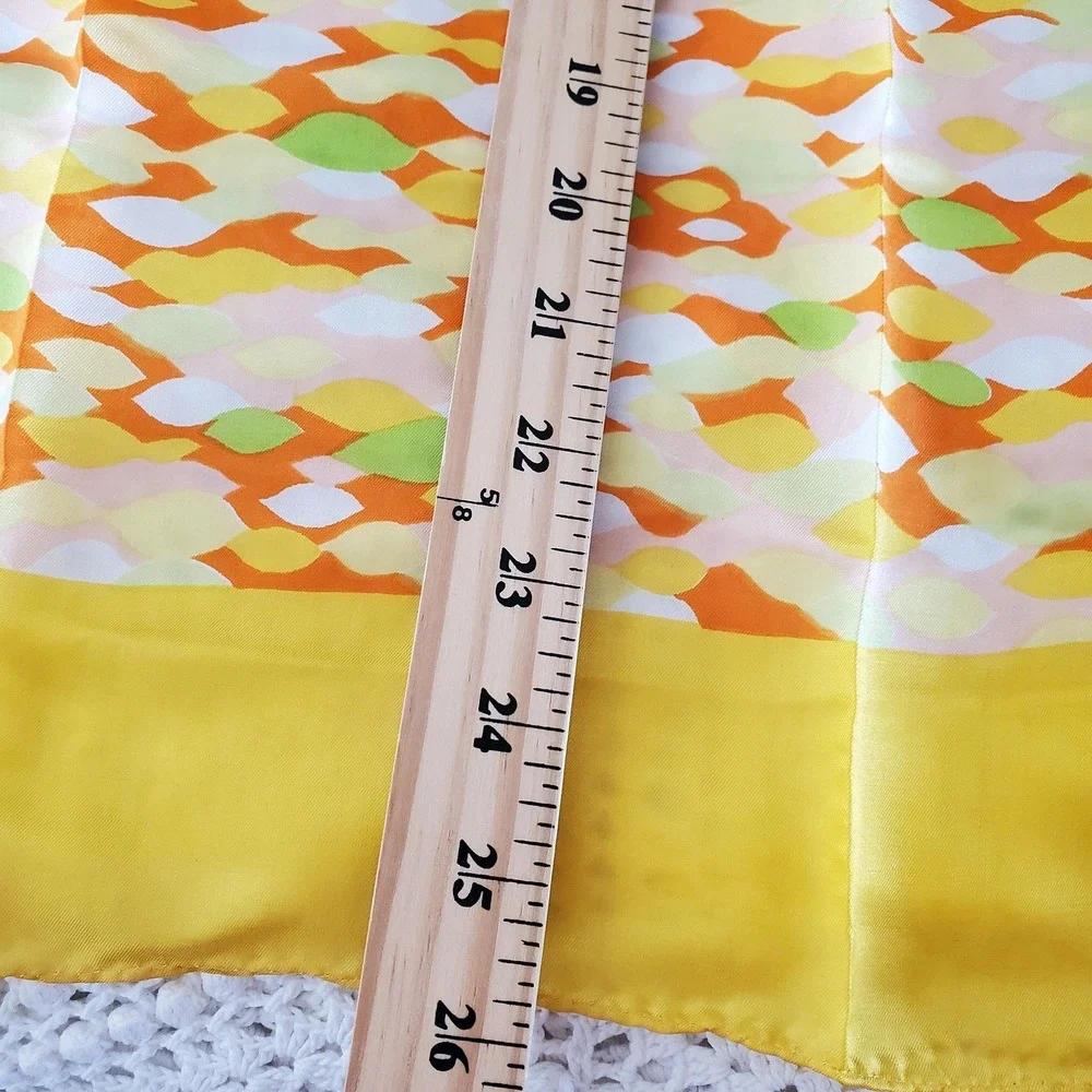 Vintage Glentex‎ Vera Neumann Scarf Womens Yellow Abstract Vinal Silk Made Japan